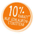 Kleines Rabatt Badge f&uuml;r 10 Prozent Rabatt auf Schlaufenetiketten 