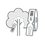 Apfelbaumetiketten auf Rolle Apfelbaum mit Barcode-Apfelbaumetiketten auf Rolle als skizziertes Icon in Schwarz-Weiz