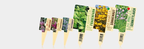 Bildstecketiketten in verschiedenen Ausführungen