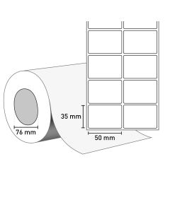 Bild TT Klebeetiketten auf Rolle 50x35 mm, 2-bahnig, 76 mm Kern