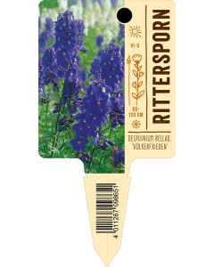 Delphinium Belladonna-Hybr. 'Völkerfrieden', Bildstecketikett VS: