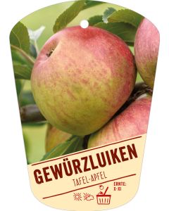 Malus domestica 'Gewürzluiken', Bildhängeetikett VS: