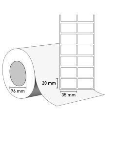 Bild TT Klebeetiketten auf Rolle 35x20 mm, 2-bahnig, 76 mm Kern