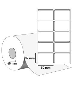 Bild TT Klebeetiketten auf Rolle, PE Matt White, 32x50 mm, 76 mm Kern