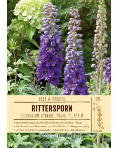 Sortenschild, Delphinium Hybride 'Magic Fountain'