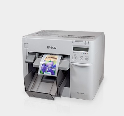 Farbtintenstrahl-Etikettendrucker von Epson mit Topfetikett