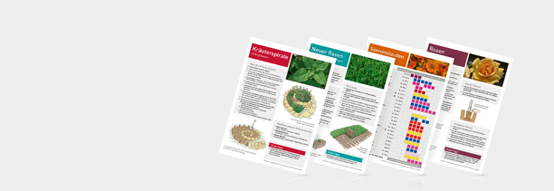 Infoblätter von Güse in drei verschiedenen Varianten abgebildet
